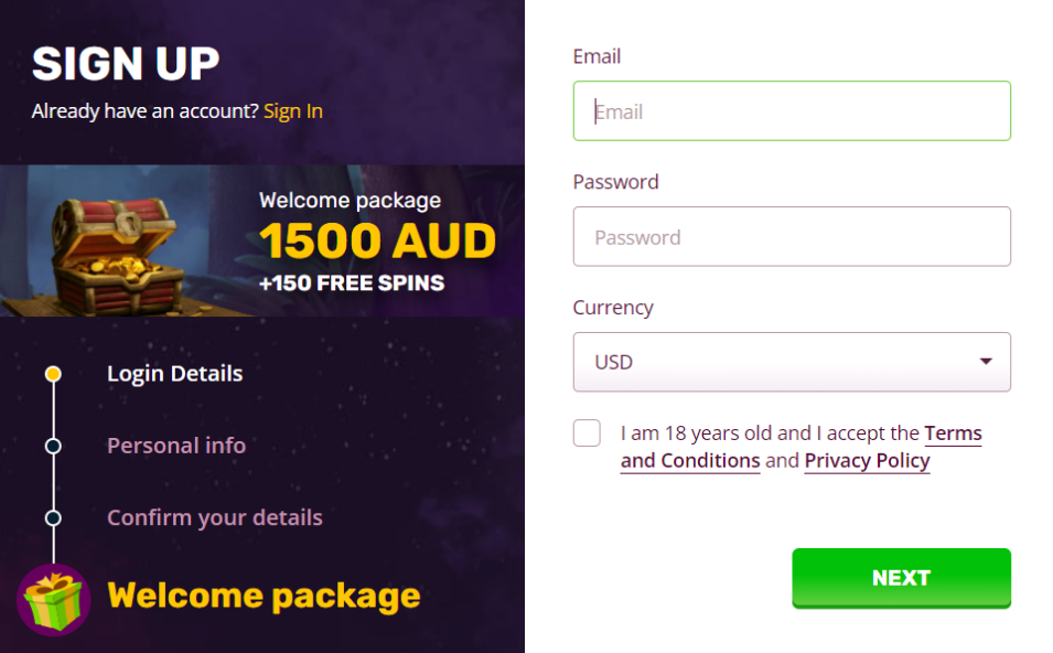 sign up PlayAmo Casino Australia